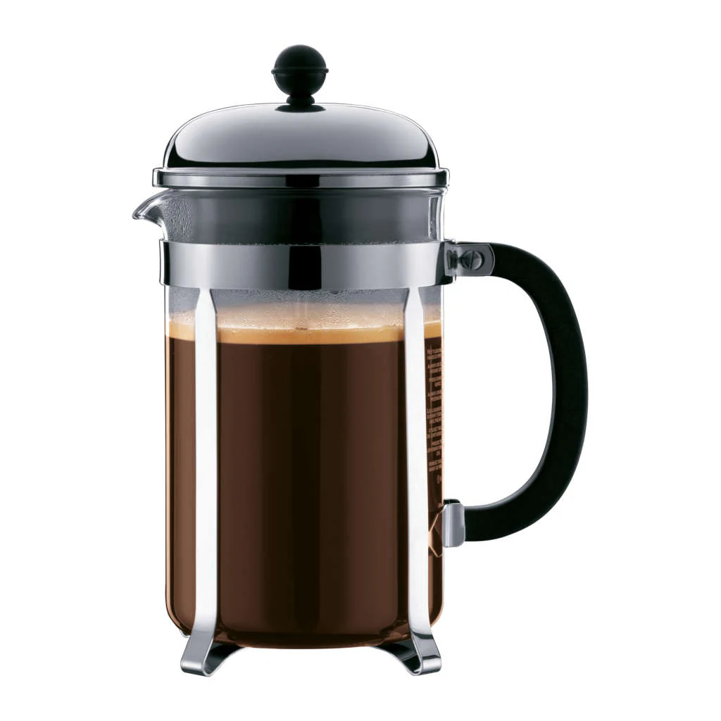 Bodum CHAMBORD French Press Coffee Maker, Chrome (EXCLUSIVE Bamboo Stirring Paddle Set) - Image 5