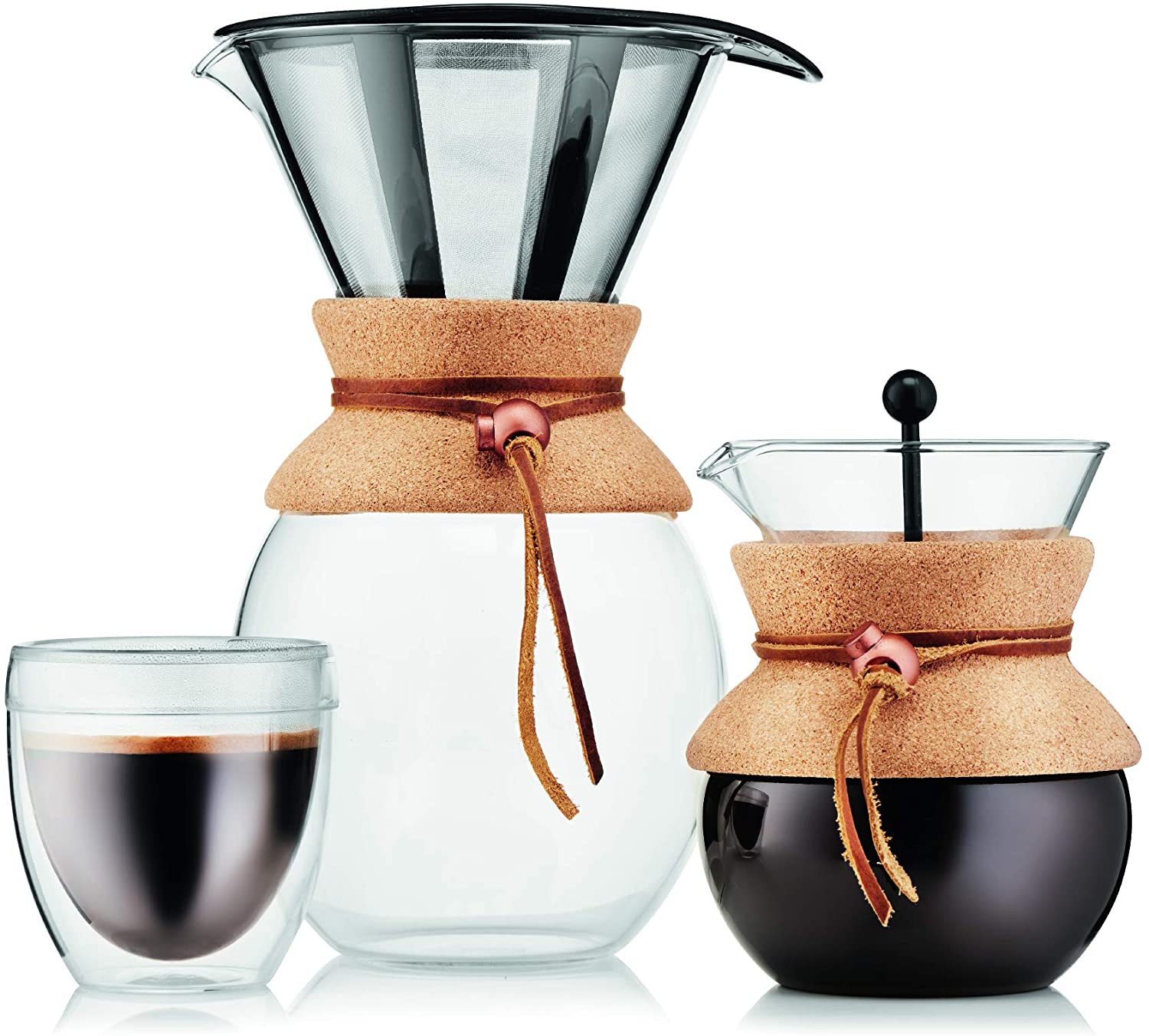 Bodum Pour Over Coffee Maker with Permanent Filter, Glass, 17 Ounce, 0.5 Liter, Cork Band - Image 3