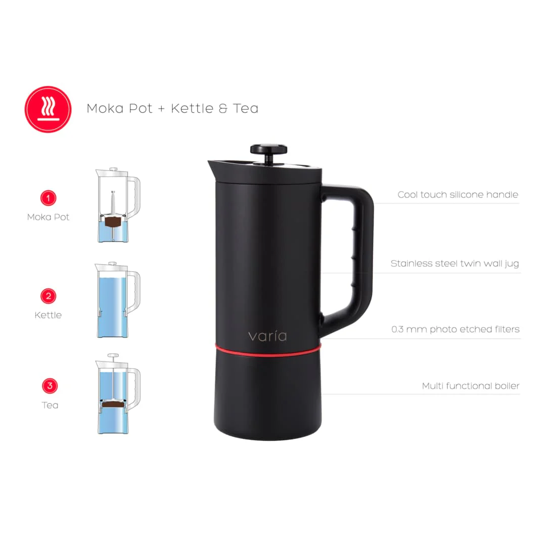 Varia Multi Brewer, 3-in-1 Coffee Maker, Capacity 16 oz (500 ml.) - Brew French Press, Cold Brew, Moka Pot - Image 4